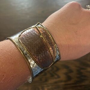 Copper and Silver Hammered Cuff Bracelet western bracelet
